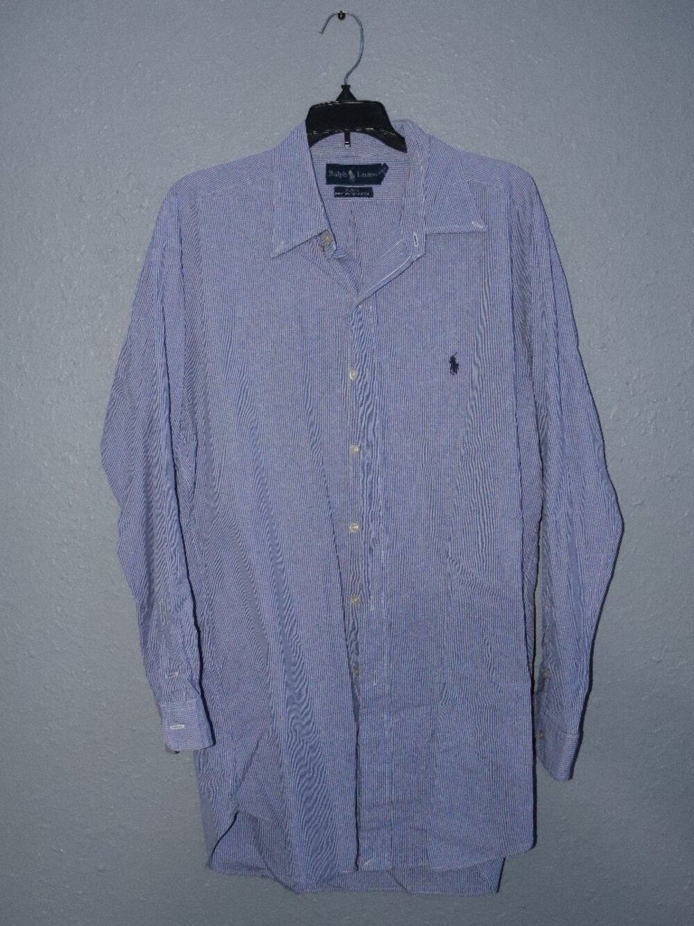 Vintage Ralph Lauren Blake Blue White Micro Check Shirt L